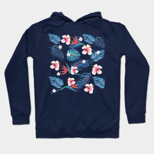 Hibiscus and Tropical Leaves Design Hoodie